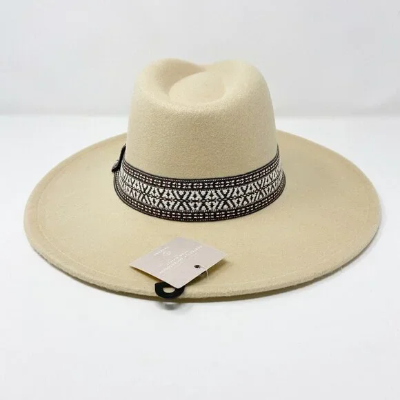 Cream Wide Brim Rancher Style Hat